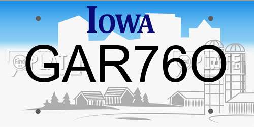GAR76O Iowa License Plate