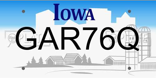GAR76Q Iowa License Plate