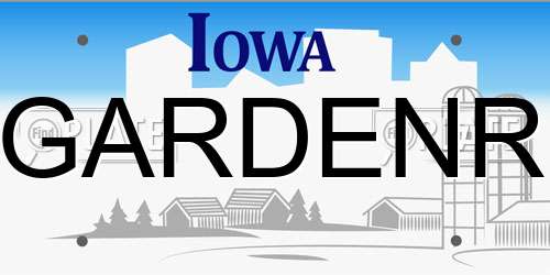GARDENR Iowa License Plate