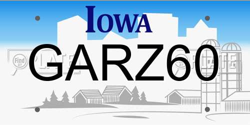 GARZ60 Iowa License Plate