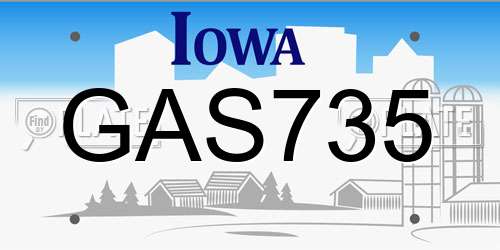 GAS735 Iowa License Plate