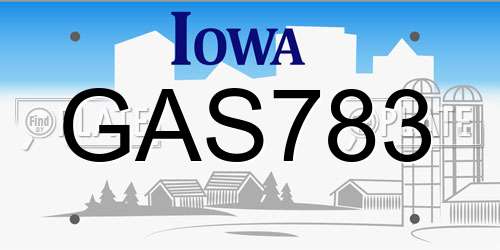 GAS783 Iowa License Plate