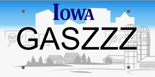 GASZZZ Iowa License Plate