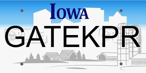 GATEKPR Iowa License Plate