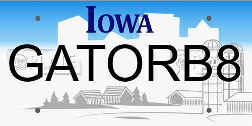 GATORB8 Iowa License Plate