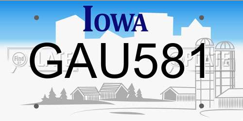 GAU581 Iowa License Plate