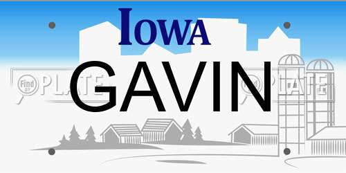 GAVIN Iowa License Plate