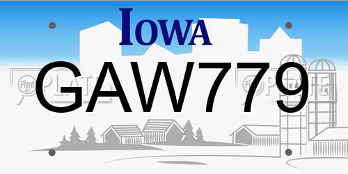 GAW779 Iowa License Plate