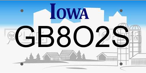 GB8O2S Iowa License Plate