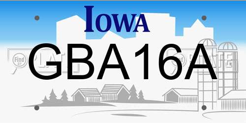 GBA16A Iowa License Plate