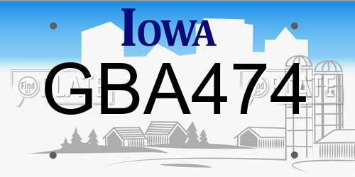 GBA474 Iowa License Plate
