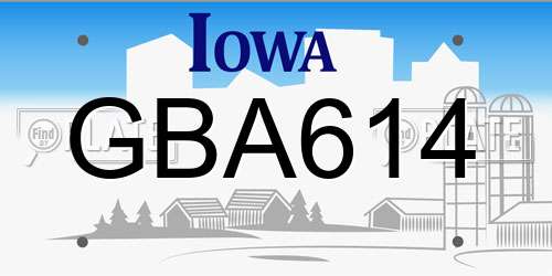 GBA614 Iowa License Plate