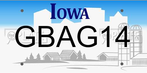 GBAG14 Iowa License Plate