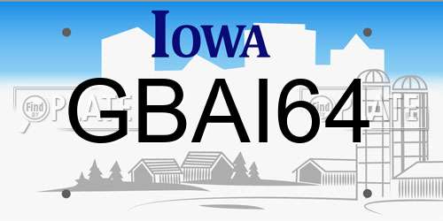 GBAI64 Iowa License Plate