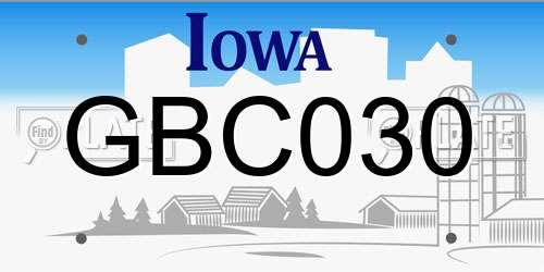 GBC030 Iowa License Plate