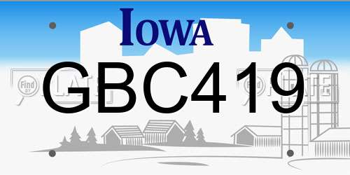 GBC419 Iowa License Plate