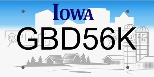 GBD56K Iowa License Plate