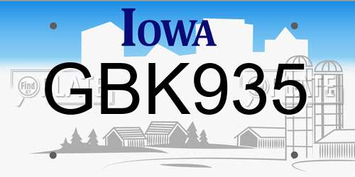 GBK935 Iowa License Plate