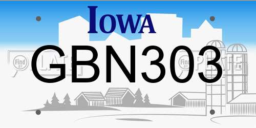 GBN303 Iowa License Plate