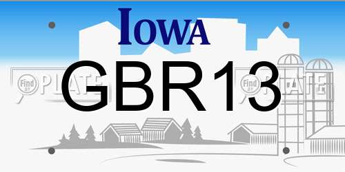 GBR13 Iowa License Plate