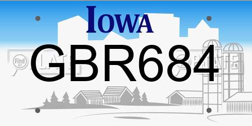 GBR684 Iowa License Plate