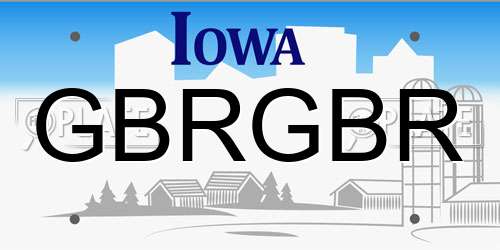 GBRGBR Iowa License Plate