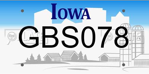 GBS078 Iowa License Plate