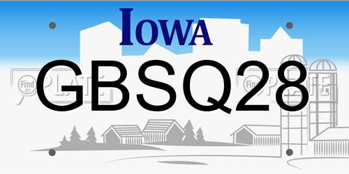 GBSQ28 Iowa License Plate