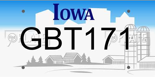 GBT171 Iowa License Plate