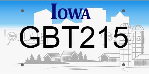 GBT215 Iowa License Plate