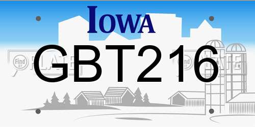 GBT216 Iowa License Plate
