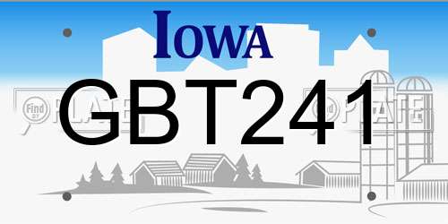 GBT241 Iowa License Plate
