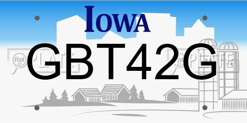 GBT42G Iowa License Plate