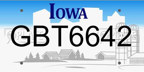 GBT6642 Iowa License Plate