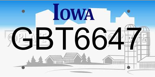 GBT6647 Iowa License Plate