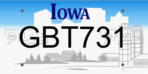 GBT731 Iowa License Plate