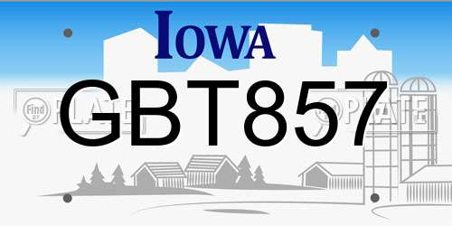 GBT857 Iowa License Plate