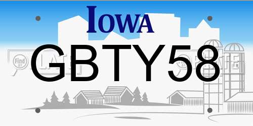 GBTY58 Iowa License Plate