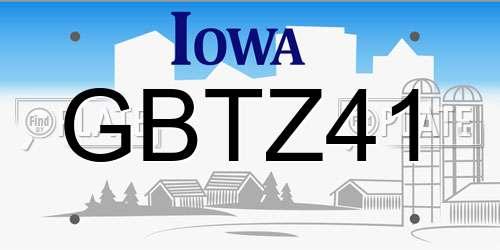 GBTZ41 Iowa License Plate