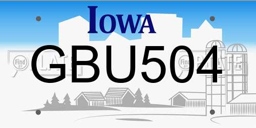 GBU504 Iowa License Plate