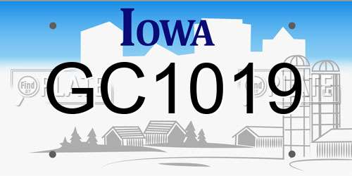 GC1019 Iowa License Plate