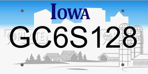 GC6S128 Iowa License Plate
