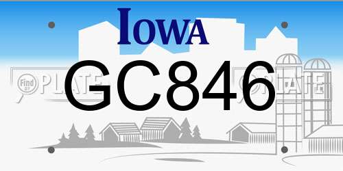 GC846 Iowa License Plate