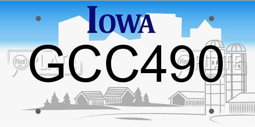 GCC490 Iowa License Plate