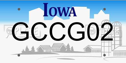 GCCG02 Iowa License Plate