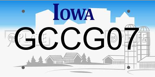 GCCG07 Iowa License Plate