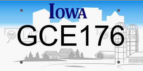 GCE176 Iowa License Plate