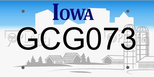 GCG073 Iowa License Plate