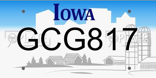 GCG817 Iowa License Plate