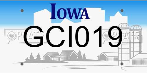 GCI019 Iowa License Plate